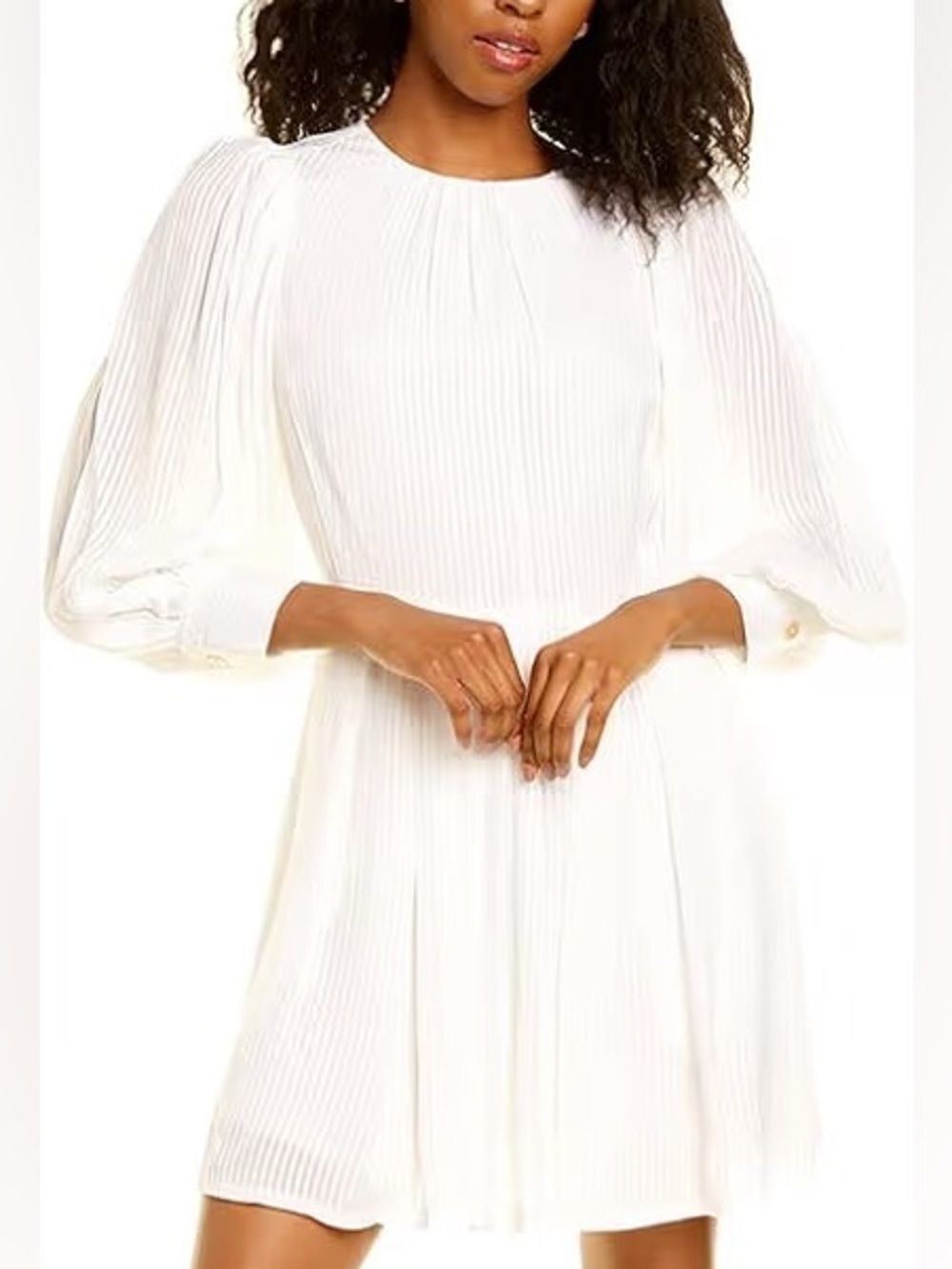 REBECCA TAYLOR White Textured Bell Sleeve Mini Dress Size 2